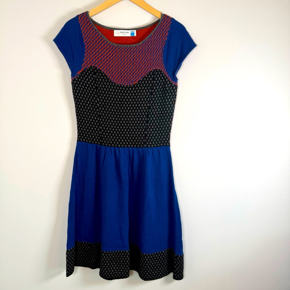 Sparrow Anthropologie Lambswool Angora Cashmere Pattern Mini Sweater Dress Small